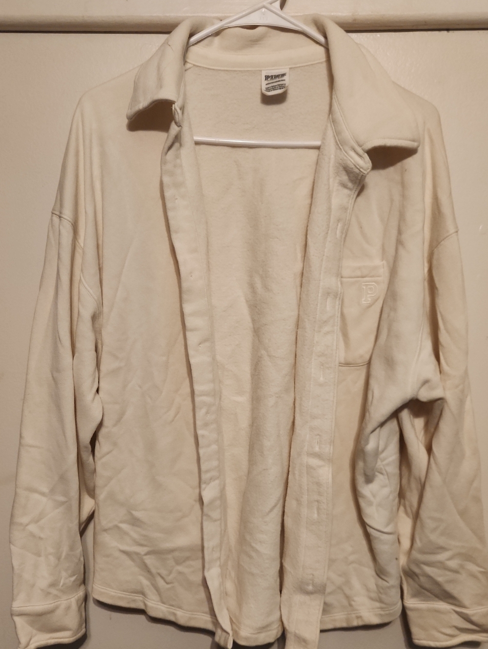 PINK Victoria's Secret Cream Fleece Shirt Jacket